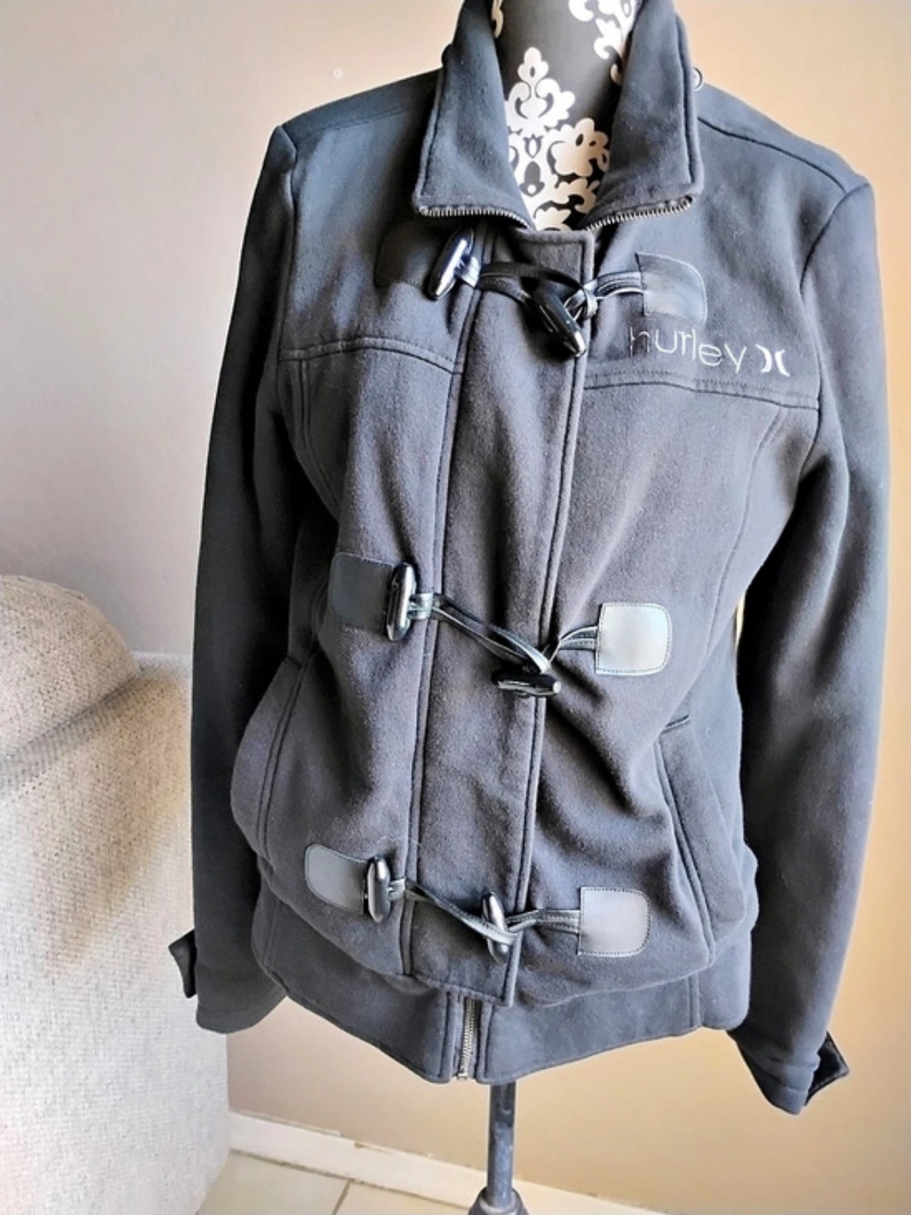 Hurley Women's Gray Toggle Jacket Size Large